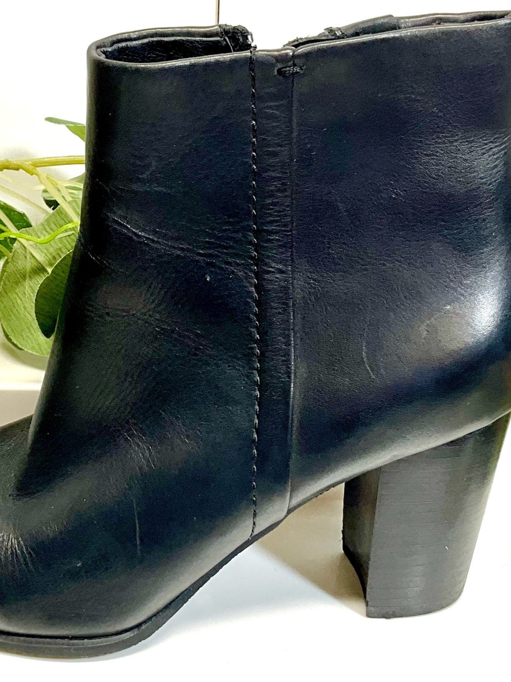 Vionic Black Leather Side-Zip Block Heel Ankle Boots - Picture 2 of 9